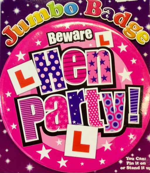 Jumbo Hen Party Badge The Ultimate Balloon And Party Shop Cheltenham & Gloucester Balloons & Fancy Dress 