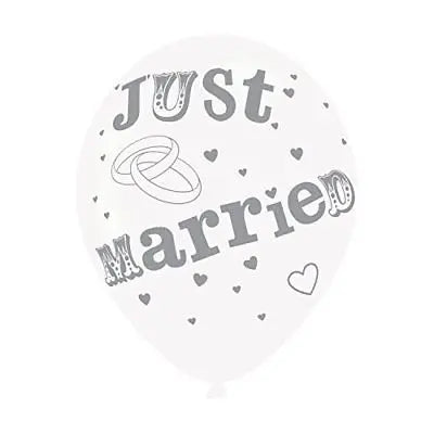 Just Married Printed Balloons 6 Pack The Ultimate Balloon And Party Shop Cheltenham & Gloucester Balloons & Fancy Dress 