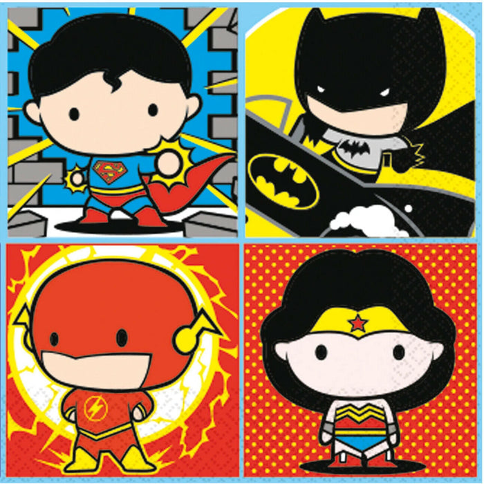 Justice League Themed Napkins - (16pk) The Ultimate Balloon And Party Shop Cheltenham & Gloucester Balloons & Fancy Dress 