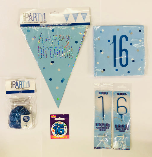 16th Birthday Party Pack - Blue - The Ultimate Balloon & Party Shop