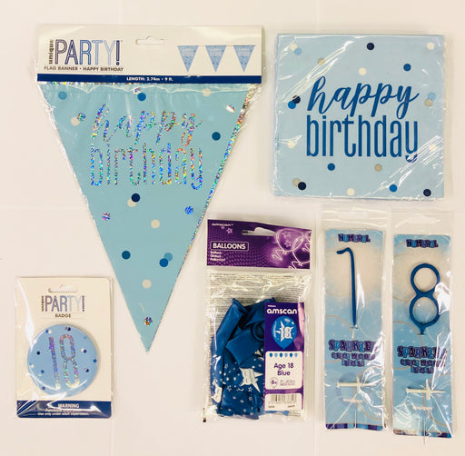 18th Birthday Party Pack - Blue - The Ultimate Balloon & Party Shop
