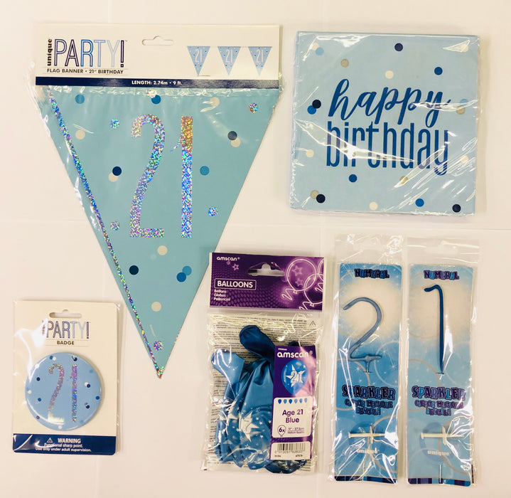 21st Birthday Party Pack - Blue - The Ultimate Balloon & Party Shop