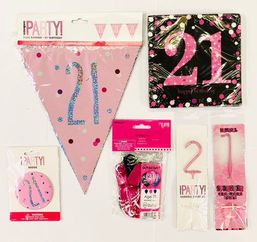 21st Birthday Party Pack - Pink - The Ultimate Balloon & Party Shop