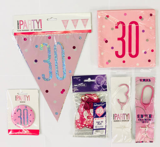 30th Birthday Party Pack - Pink - The Ultimate Balloon & Party Shop