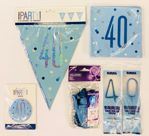 40th Birthday Party Pack - Blue - The Ultimate Balloon & Party Shop
