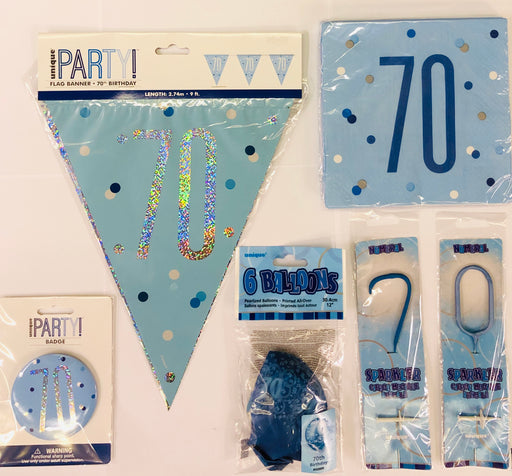 70th Birthday Party Pack - Blue - The Ultimate Balloon & Party Shop