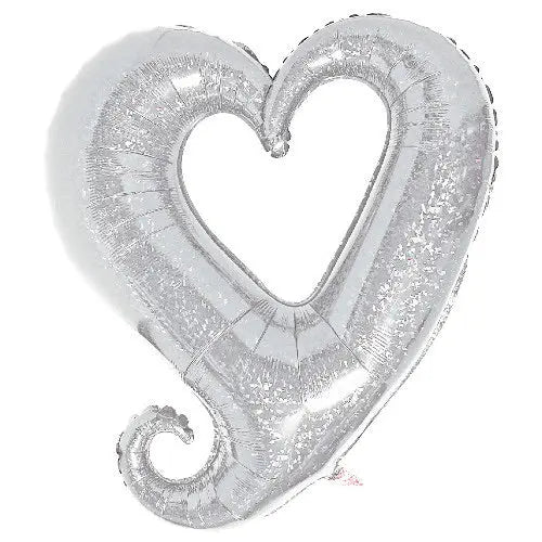 Large Holographic Heart Shaped Foil Balloon - Silver The Ultimate Balloon And Party Shop Cheltenham & Gloucester Balloons & Fancy Dress 