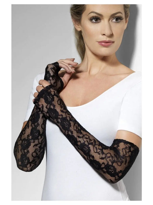 Long Gothic Lace Gloves - Black The Ultimate Balloon And Party Shop Cheltenham & Gloucester Balloons & Fancy Dress 