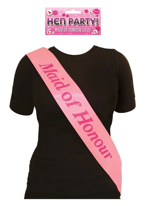 Maid of Honour Sash - Pink/Black The Ultimate Balloon And Party Shop Cheltenham & Gloucester Balloons & Fancy Dress 