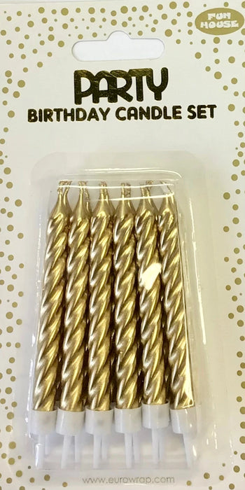 Metallic Party Candles - Gold The Ultimate Balloon And Party Shop Cheltenham & Gloucester Balloons & Fancy Dress 