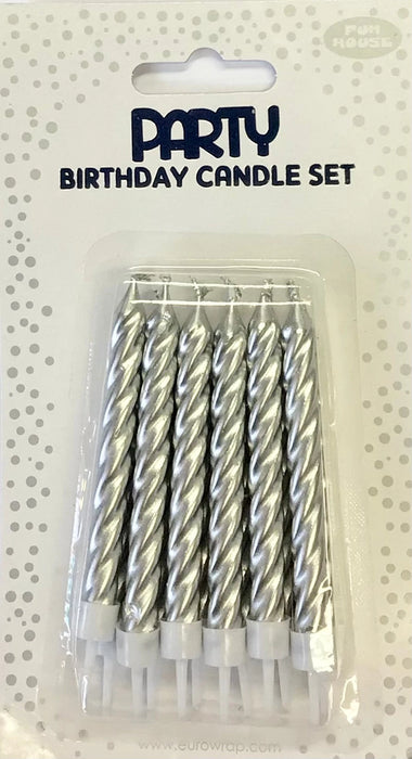 Metallic Party Candles - Silver The Ultimate Balloon And Party Shop Cheltenham & Gloucester Balloons & Fancy Dress 