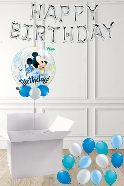 Mickey Mouse 1st Birthday Bubble in a Box delivered Nationwide The Ultimate Balloon And Party Shop Cheltenham & Gloucester Balloons & Fancy Dress 
