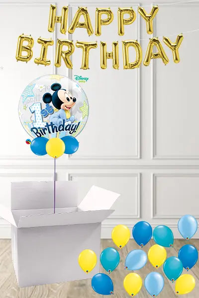 Mickey Mouse 1st Birthday Bubble in a Box delivered Nationwide The Ultimate Balloon And Party Shop Cheltenham & Gloucester Balloons & Fancy Dress 