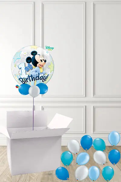 Mickey Mouse 1st Birthday Bubble in a Box delivered Nationwide The Ultimate Balloon And Party Shop Cheltenham & Gloucester Balloons & Fancy Dress 