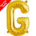 Mini Air Fill  Letter 'G' Foil Balloon - Gold The Ultimate Balloon And Party Shop Cheltenham & Gloucester Balloons & Fancy Dress 