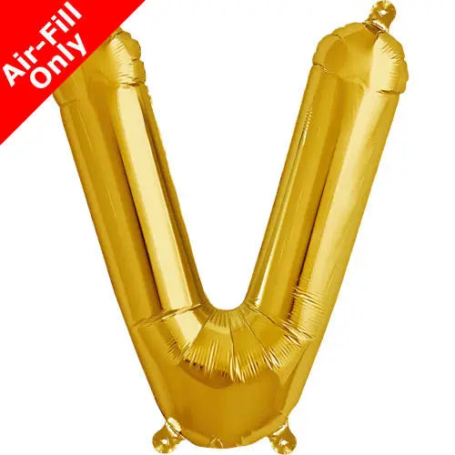 Mini Air Fill  Letter 'V' Foil Balloon - Gold The Ultimate Balloon And Party Shop Cheltenham & Gloucester Balloons & Fancy Dress 
