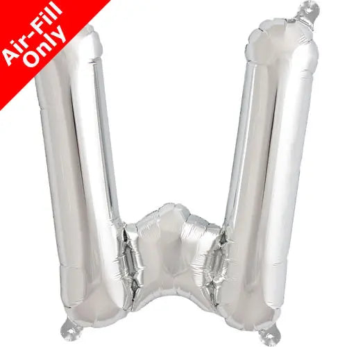 Mini Air Fill  Letter 'W' Foil Balloon - Silver The Ultimate Balloon And Party Shop Cheltenham & Gloucester Balloons & Fancy Dress 