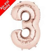 Mini Air Fill Number 3 Foil Balloon - Rose Gold The Ultimate Balloon And Party Shop Cheltenham & Gloucester Balloons & Fancy Dress 
