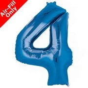 Mini Air Fill Number 4 Foil Balloon - Blue The Ultimate Balloon And Party Shop Cheltenham & Gloucester Balloons & Fancy Dress 