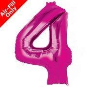 Mini Air Fill Number 4 Foil Balloon - Pink The Ultimate Balloon And Party Shop Cheltenham & Gloucester Balloons & Fancy Dress 
