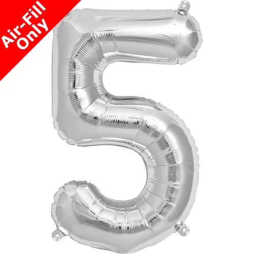 Mini Air Fill Number 5 Foil Balloon Silver The Ultimate Balloon And Party Shop Cheltenham & Gloucester Balloons & Fancy Dress 