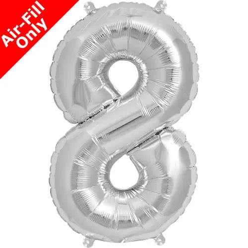 Mini Air Fill Number 8 Foil Balloon Silver The Ultimate Balloon And Party Shop Cheltenham & Gloucester Balloons & Fancy Dress 