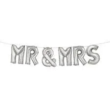 Mr & Mrs - Shape Air Filled Balloon - Silver The Ultimate Balloon And Party Shop Cheltenham & Gloucester Balloons & Fancy Dress 