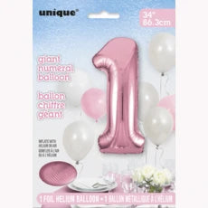 Number 1 Foil Balloon Baby Pink The Ultimate Balloon And Party Shop Cheltenham & Gloucester Balloons & Fancy Dress 
