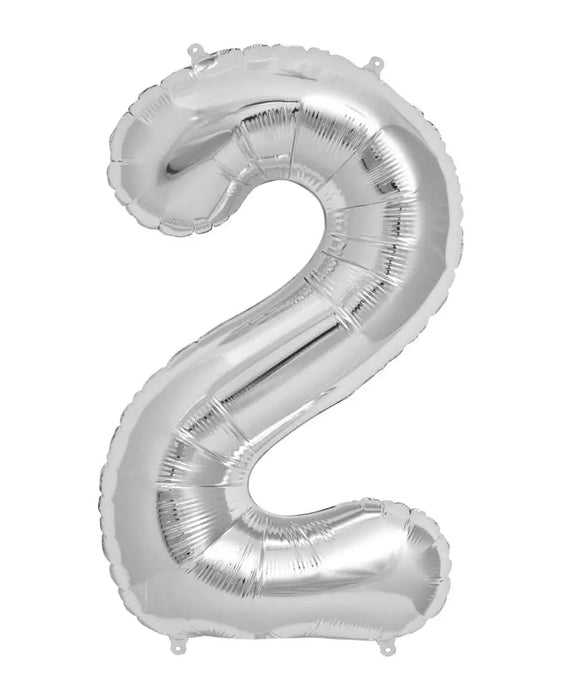 Number 2 Foil Balloon Silver The Ultimate Balloon And Party Shop Cheltenham & Gloucester Balloons & Fancy Dress 