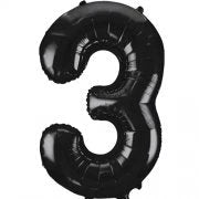 Number 3 Foil Balloon Black The Ultimate Balloon And Party Shop Cheltenham & Gloucester Balloons & Fancy Dress 