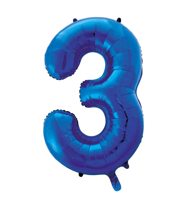 Number 3 Foil Balloon Blue The Ultimate Balloon And Party Shop Cheltenham & Gloucester Balloons & Fancy Dress 