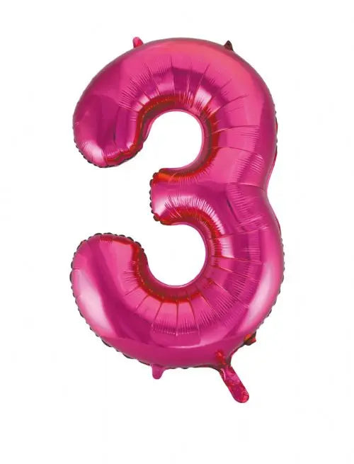 Number 3 Foil Balloon Hot Pink The Ultimate Balloon And Party Shop Cheltenham & Gloucester Balloons & Fancy Dress 