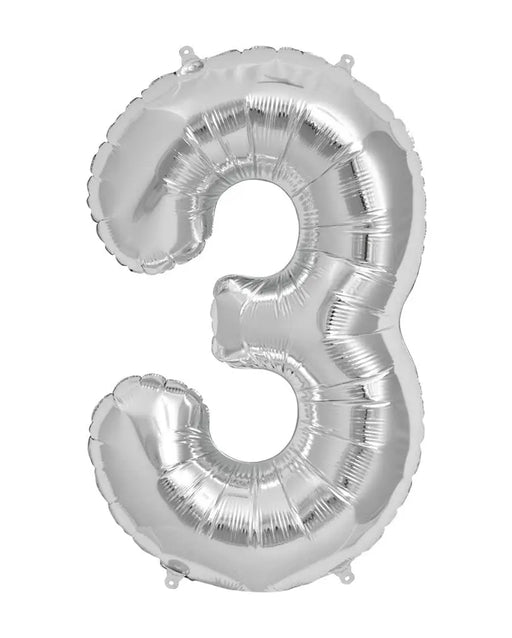 Number 3 Foil Balloon Silver The Ultimate Balloon And Party Shop Cheltenham & Gloucester Balloons & Fancy Dress 
