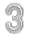Number 3 Foil Balloon Silver The Ultimate Balloon And Party Shop Cheltenham & Gloucester Balloons & Fancy Dress 