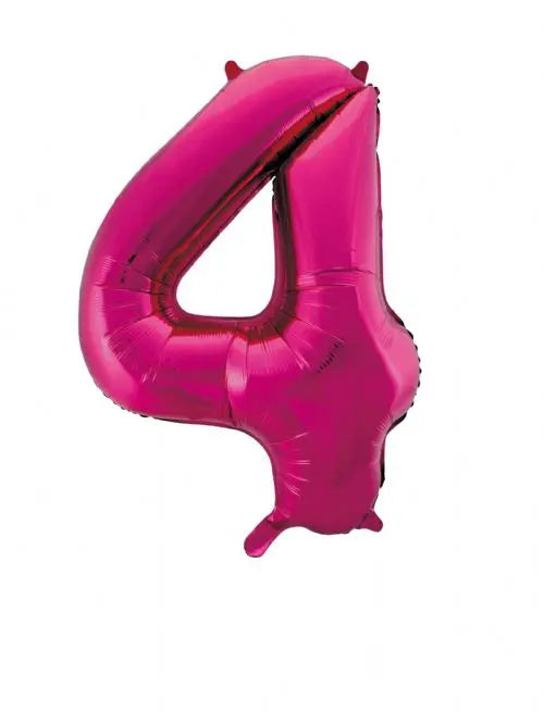 Number 4 Foil Balloon Hot Pink The Ultimate Balloon And Party Shop Cheltenham & Gloucester Balloons & Fancy Dress 