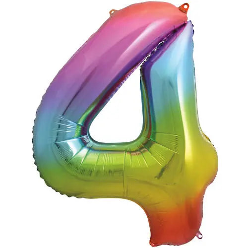 Number 4 Foil Balloon Rainbow The Ultimate Balloon And Party Shop Cheltenham & Gloucester Balloons & Fancy Dress 