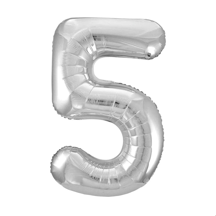 Number 5 Foil Balloon Silver The Ultimate Balloon And Party Shop Cheltenham & Gloucester Balloons & Fancy Dress 