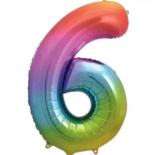 Number 6 Foil Balloon Rainbow The Ultimate Balloon And Party Shop Cheltenham & Gloucester Balloons & Fancy Dress 