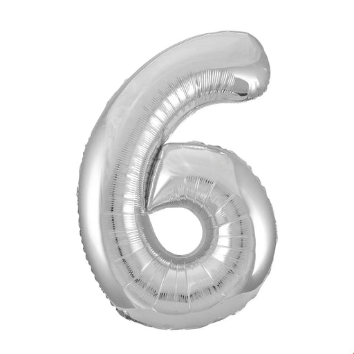 Number 6 Foil Balloon Silver The Ultimate Balloon And Party Shop Cheltenham & Gloucester Balloons & Fancy Dress 