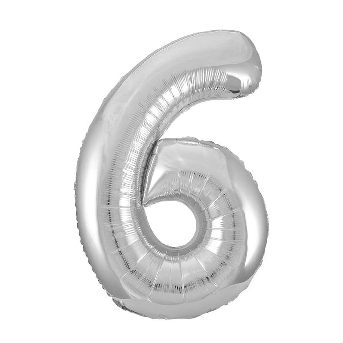 Number 6 Foil Balloon Silver The Ultimate Balloon And Party Shop Cheltenham & Gloucester Balloons & Fancy Dress 