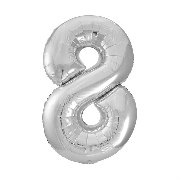 Number 8 Foil Balloon Silver The Ultimate Balloon And Party Shop Cheltenham & Gloucester Balloons & Fancy Dress 
