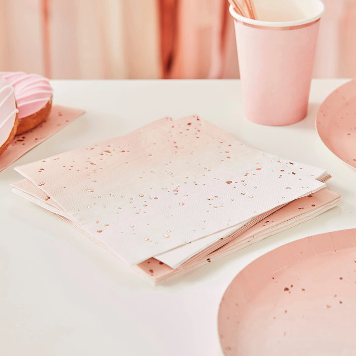Ombre Napkins - Pink/Rose Gold The Ultimate Balloon And Party Shop Cheltenham & Gloucester Balloons & Fancy Dress 