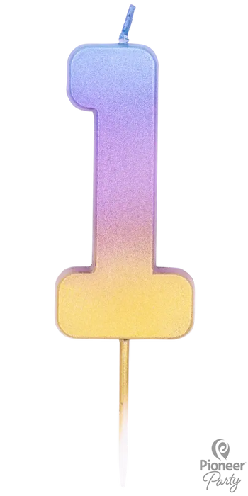 Ombre Wax Number 1 Candle - Rainbow The Ultimate Balloon And Party Shop Cheltenham & Gloucester Balloons & Fancy Dress 