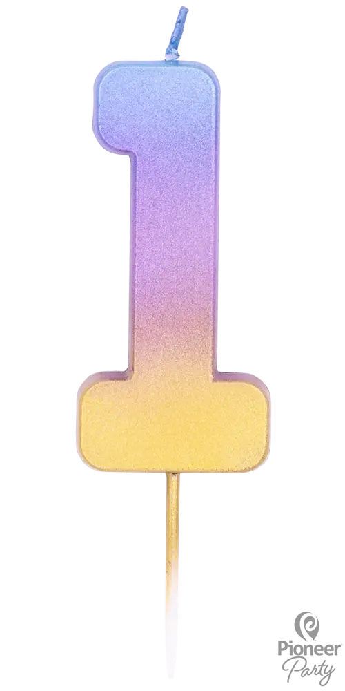 Ombre Wax Number 1 Candle - Rainbow The Ultimate Balloon And Party Shop Cheltenham & Gloucester Balloons & Fancy Dress 