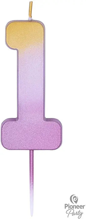 Ombre Wax Number 1 Candle - Rose Gold The Ultimate Balloon And Party Shop Cheltenham & Gloucester Balloons & Fancy Dress 