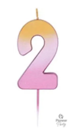 Ombre Wax Number 2 Candle - Rose Gold The Ultimate Balloon And Party Shop Cheltenham & Gloucester Balloons & Fancy Dress 