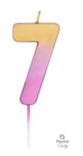 Ombre Wax Number 7 Candle - Rose Gold The Ultimate Balloon And Party Shop Cheltenham & Gloucester Balloons & Fancy Dress 