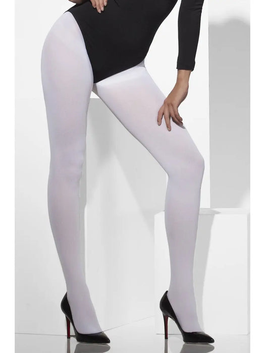 Opaque Coloured Tights - White The Ultimate Balloon And Party Shop Cheltenham & Gloucester Balloons & Fancy Dress 