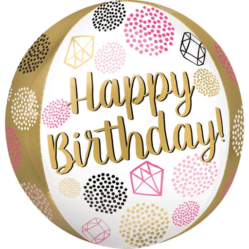 Orb Happy Birthday Foil Balloon - Pink/Gold The Ultimate Balloon And Party Shop Cheltenham & Gloucester Balloons & Fancy Dress 