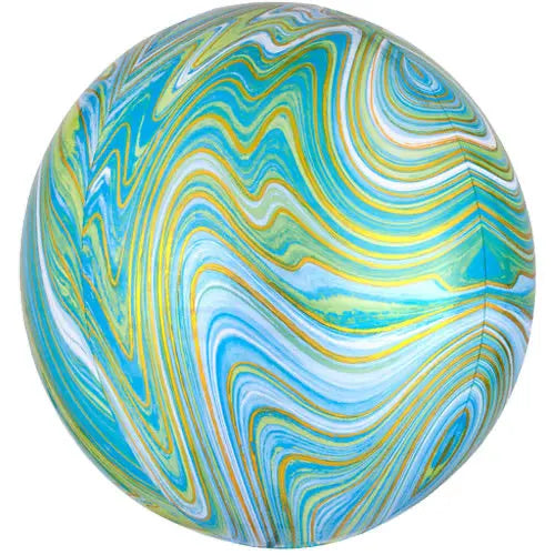 Orb Marble Foil Balloon - Blue/Green/Gold The Ultimate Balloon And Party Shop Cheltenham & Gloucester Balloons & Fancy Dress 